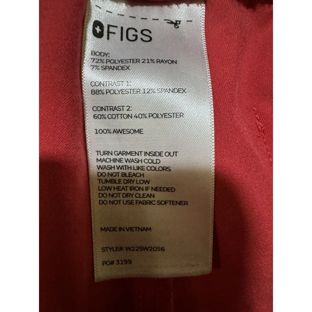 FIGS Scrub Pants Women's Size M Technical Collection Red Drawstring Cuffed Ankle